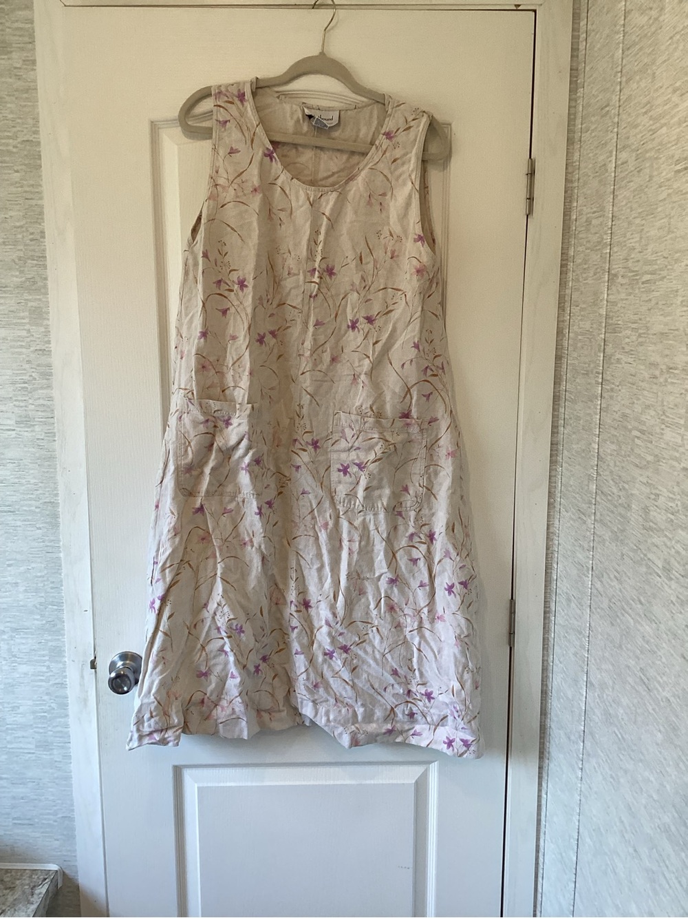 Westbound Cream Sleeveless Floral Day Dress with Pink Blossoms